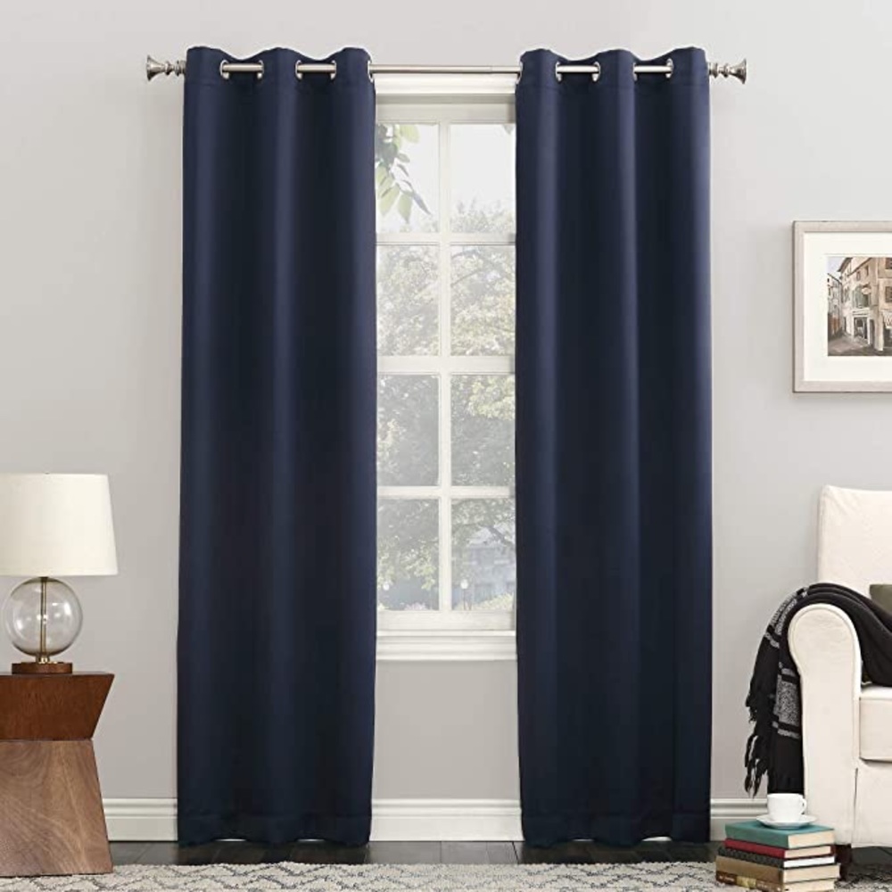 Sun Zero 40”x63” Navy Blue Blackout curtains (set of 2)